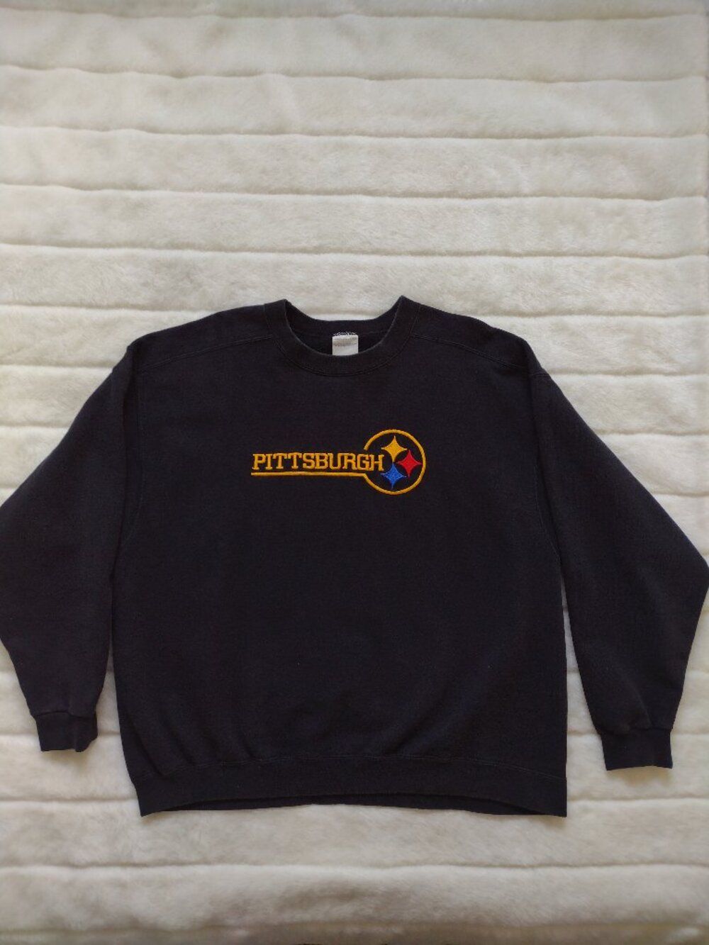 Vintage Men's Pittsburgh Steelers Sweatshirt Black XL Made in USA Embroidered